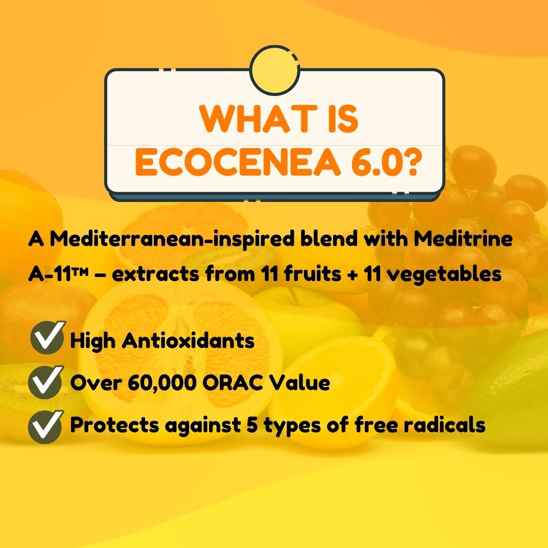 Ecocenea 6.0| 12 sachetsX 10Gram Per Sachet | EXP: 03/26 | 11 Super Fruits | 11 Vegetables Extract