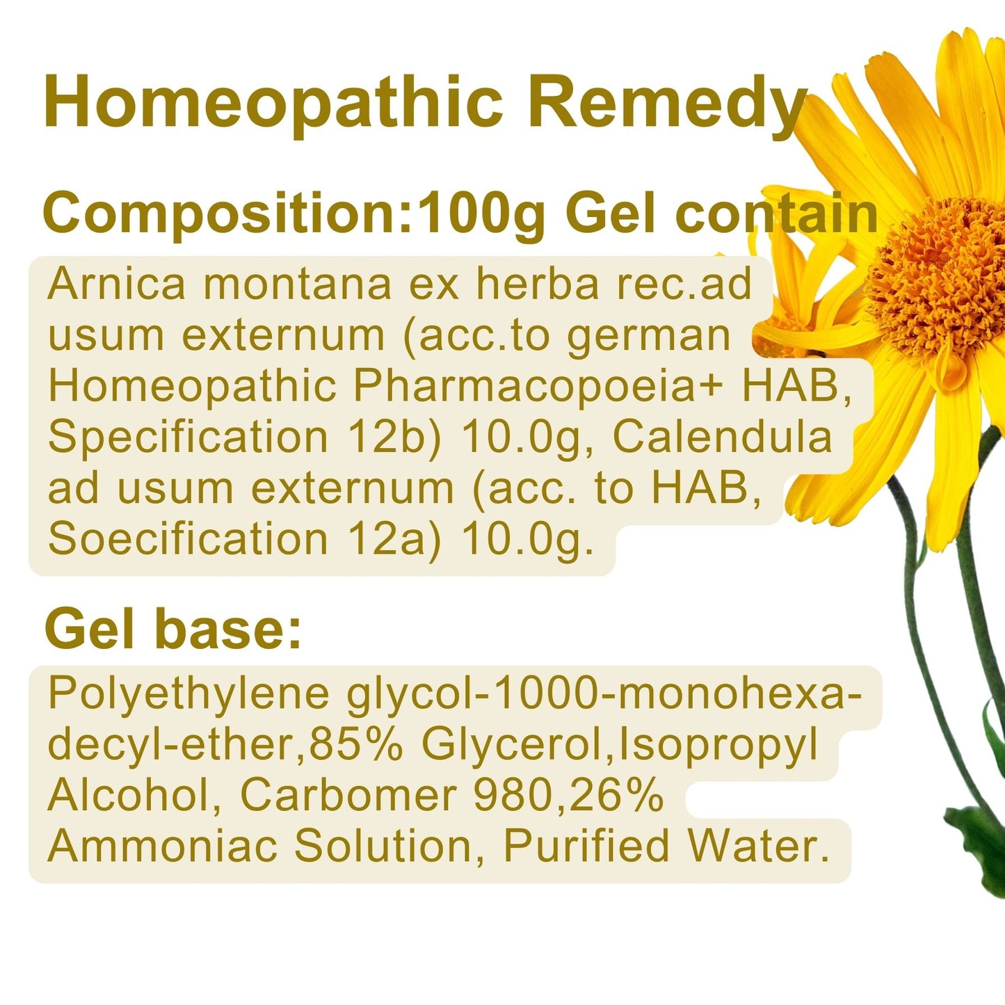 Arnica Comp Gel 50g Relieve Bruises, Swelling & Insect Bites. Exp 04/2029