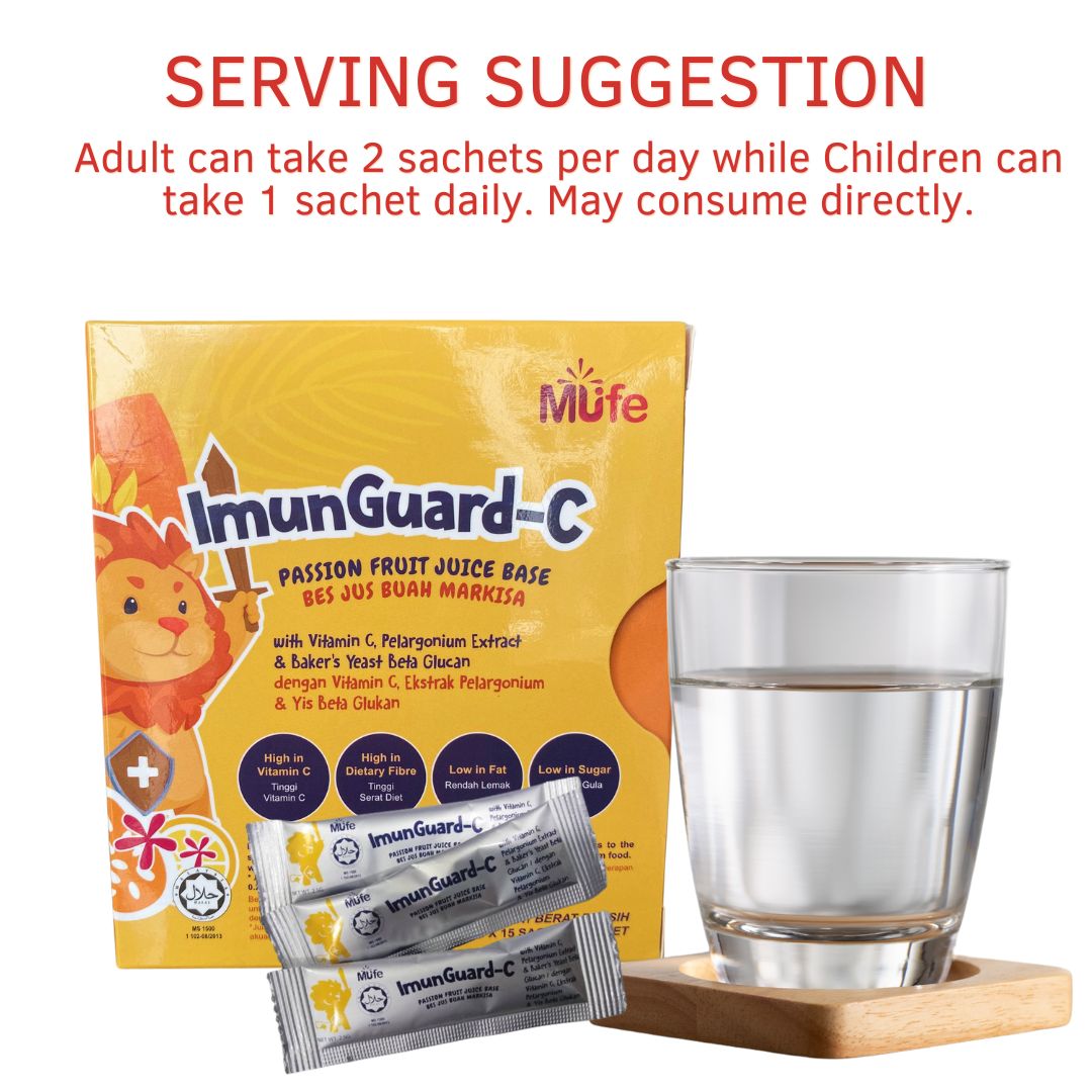 Mufe ImunGuard-C Passion Fruit Juice Base 2.5g x 15's Exp:29/06/2026