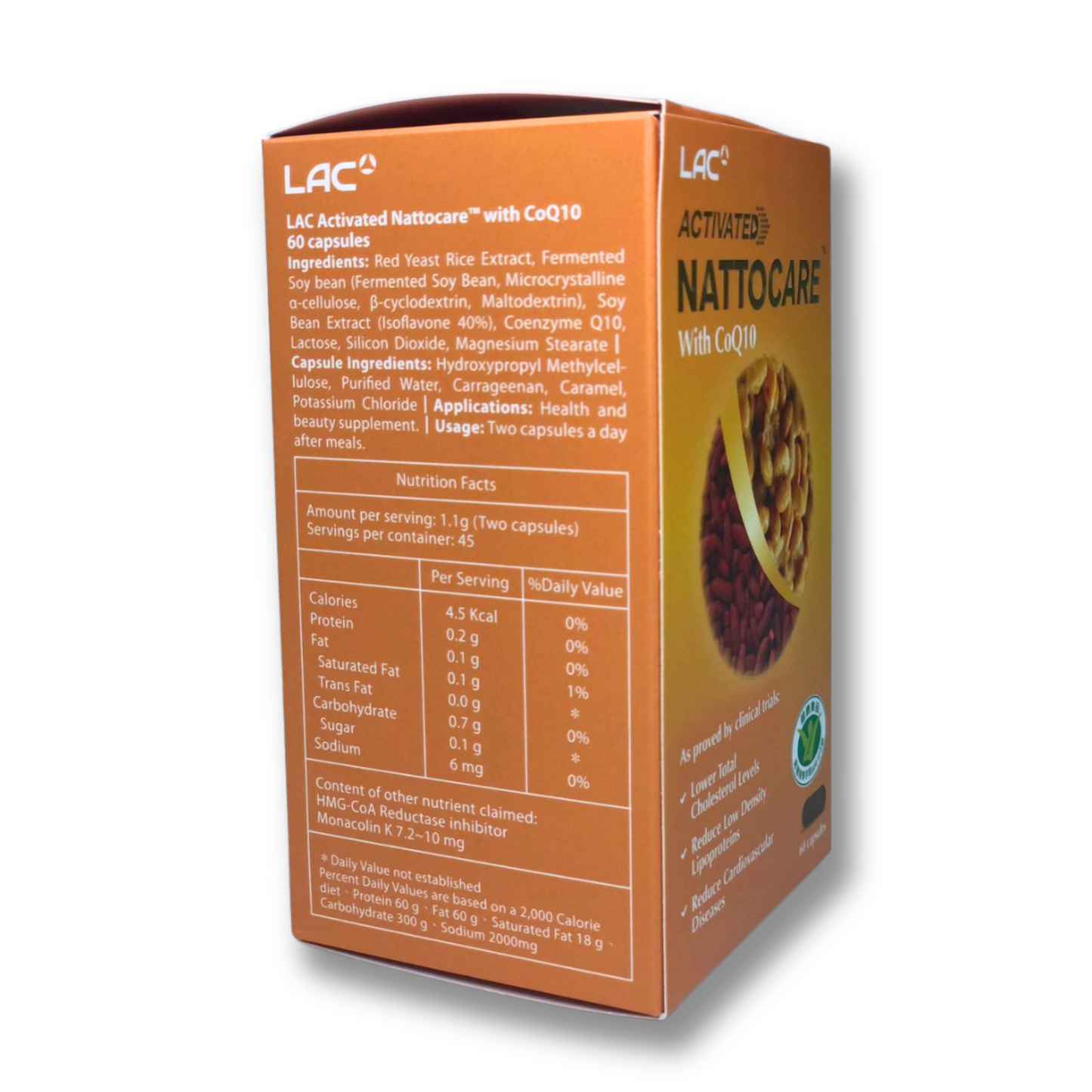 LAC Nattokinase + CoQ10 + Red Yeast Rice Maintain Healthy Cholesterol & Blood Pressure Exp 06/2028