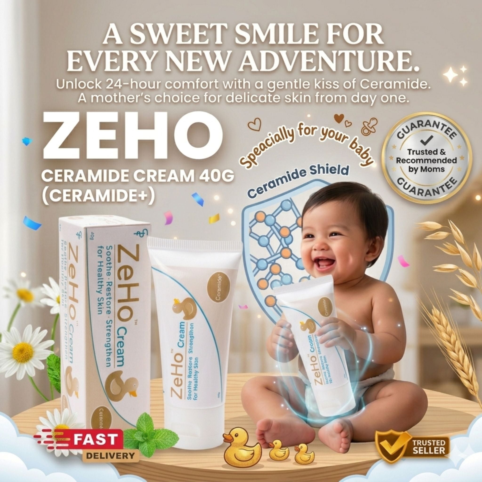 Zeho Cream Ceramide+ 40g Soothing Moisturizer for Dry & Sensitive