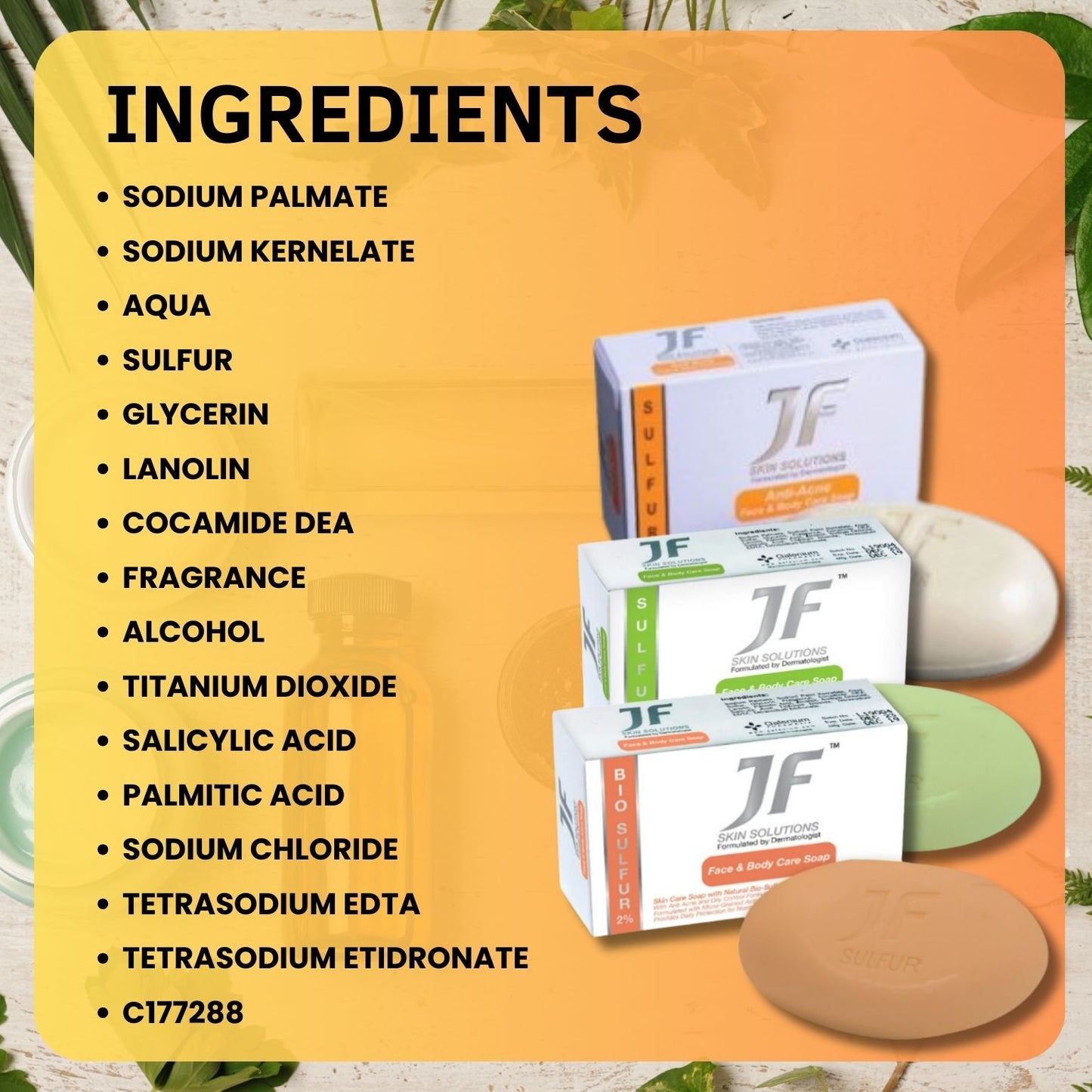 [READY STOCK] 10% ANTI-ACNE Jf Skin Solutions Anti-Acne Sulfur Soap Fungal Infections 100g (EXP 03/2027) (Copy)