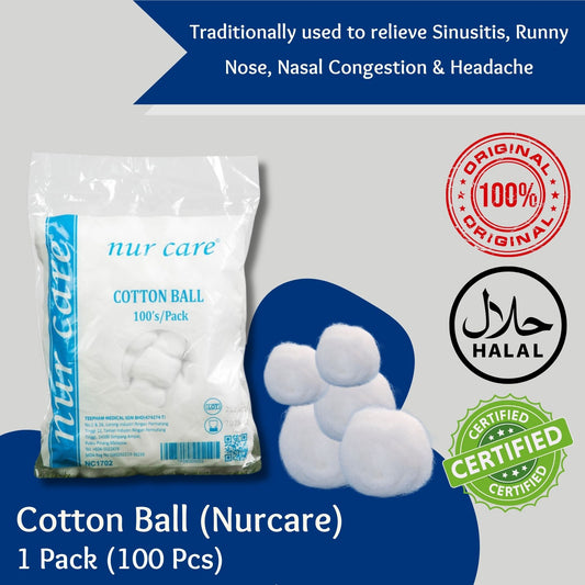 [READY STOCK ! & FAST SHIPPING] 100% ORIGINAL Pure Cotton Ball 100S Hypoallergenic Kapas Bulat (NUR CARE)