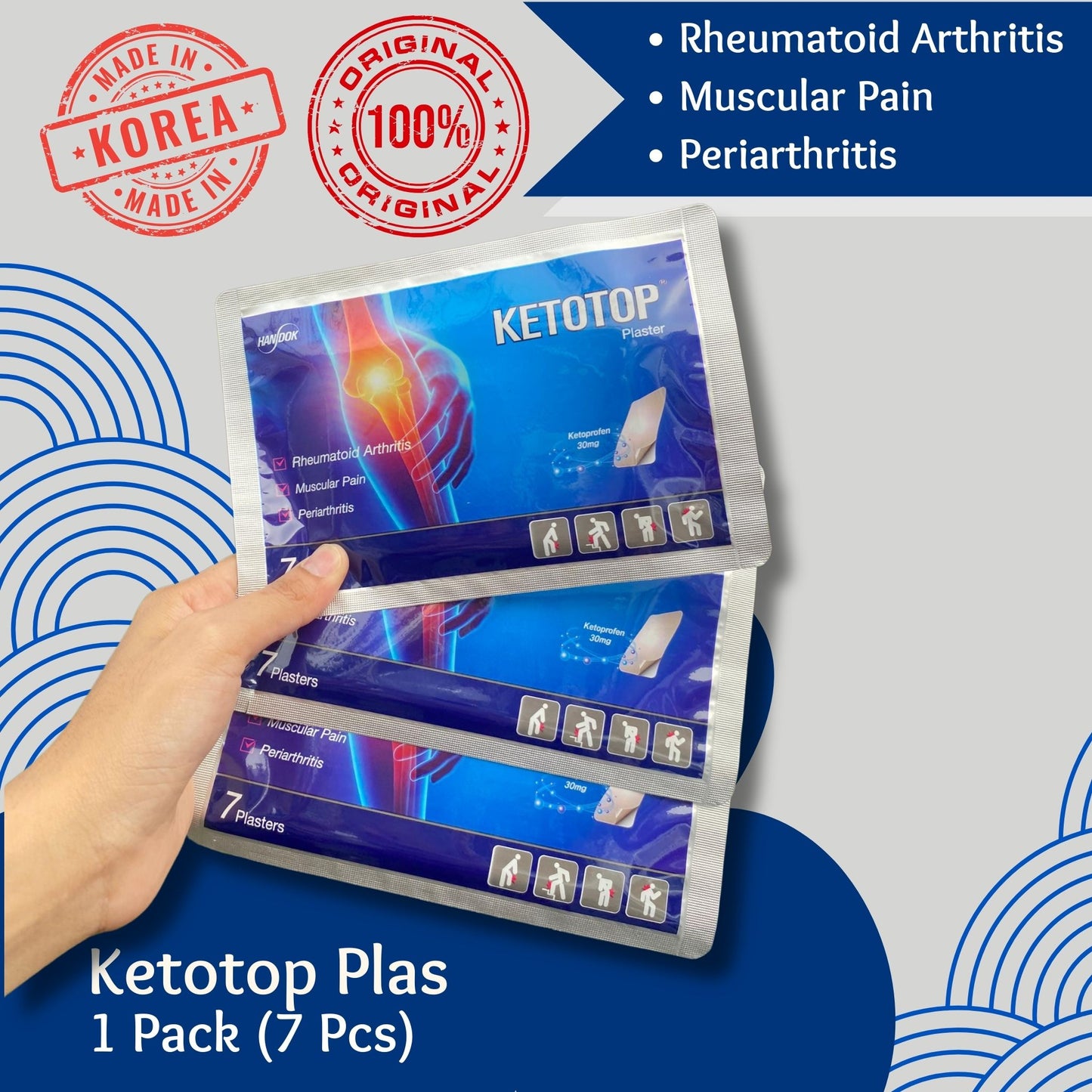 [READY STOCK & FAST DELIVERY!] ALLINONE Ketotop Korea Original | Hot and Gel Pain relief and anti-inflammatory treatment for degenerative arthritis, osteoarthritis, muscle pain, and swelling due to injuries.