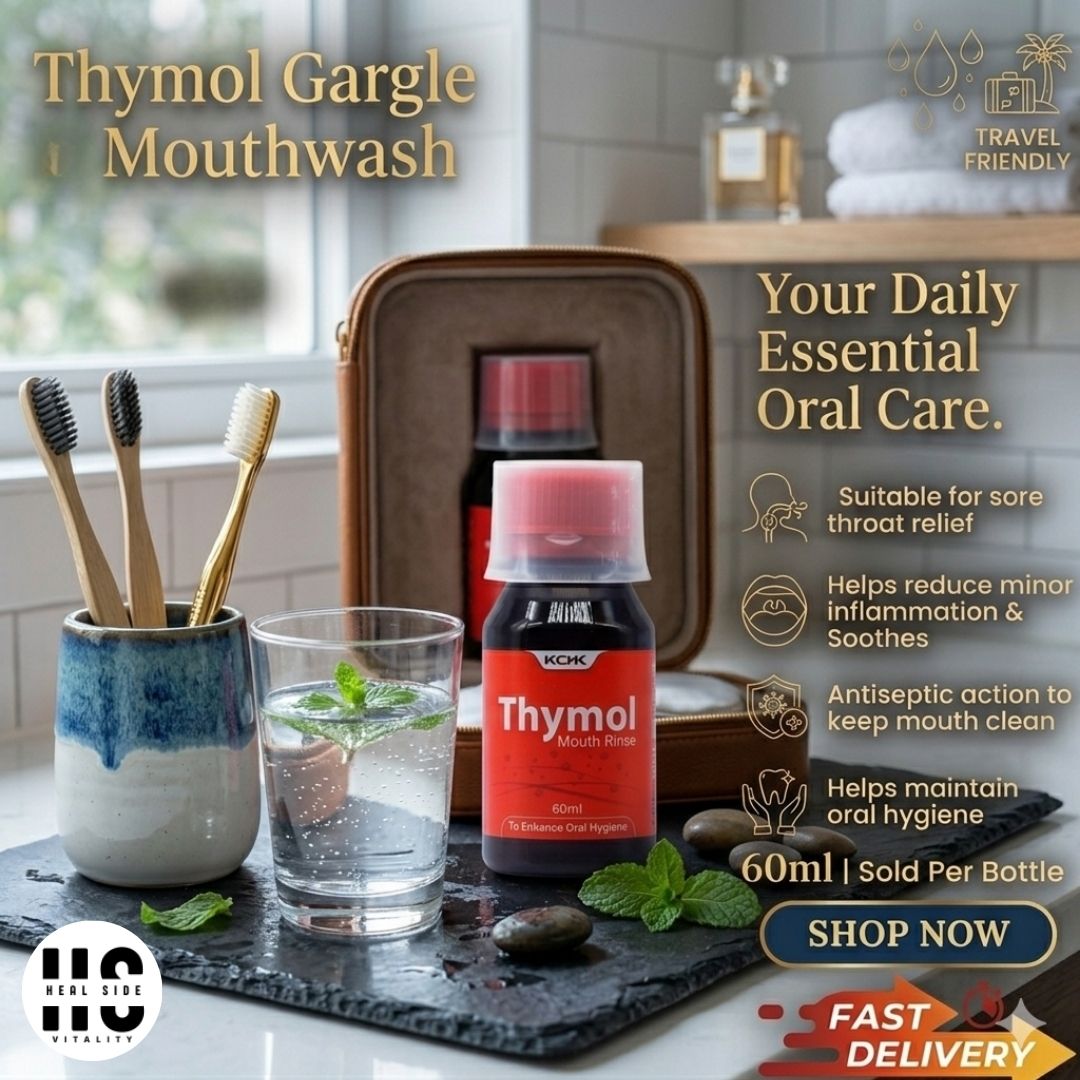 KCK Thymol Gargle 60ml Antiseptic Mouthwash Sore Throat Relief Mouth Ulcer Bad Breath Oral Hygiene EXP 2028
