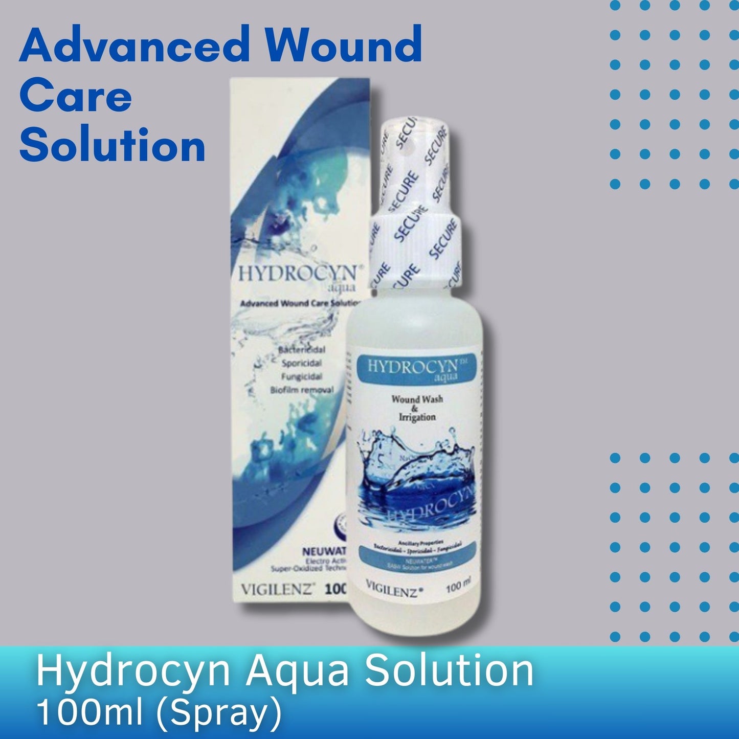 [READY STOCK & FAST DELIVERY] Hydrocyn Aqua Wound Care Solution 100ML Spray (Irrigation)