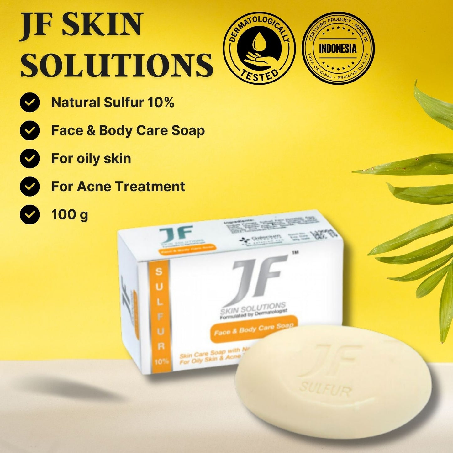 [READY STOCK] 10% ANTI-ACNE Jf Skin Solutions Anti-Acne Sulfur Soap Fungal Infections 100g (EXP 03/2027) (Copy)