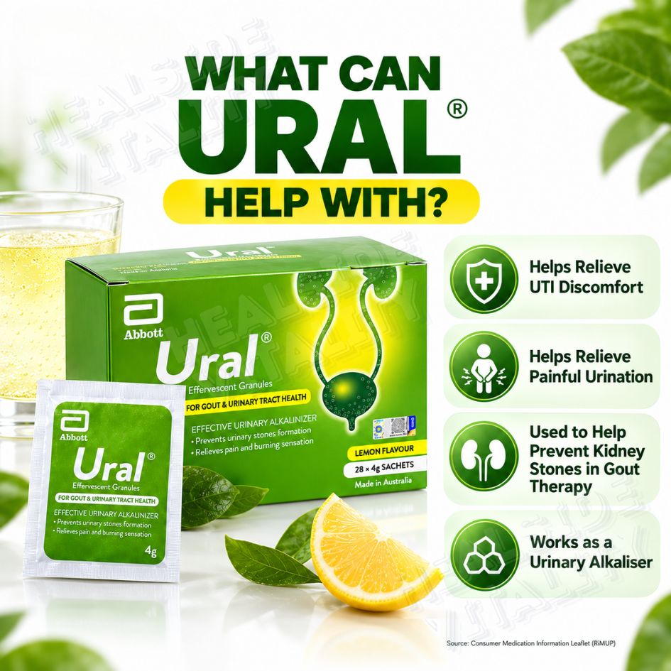 Ural Effervescent Granules Urinary Alkalinizer Lemon Flavour (Per Sachet)