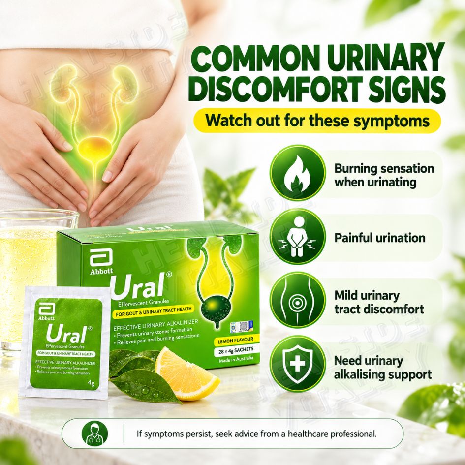 Ural Effervescent Granules Urinary Alkalinizer Lemon Flavour (Per Sachet)