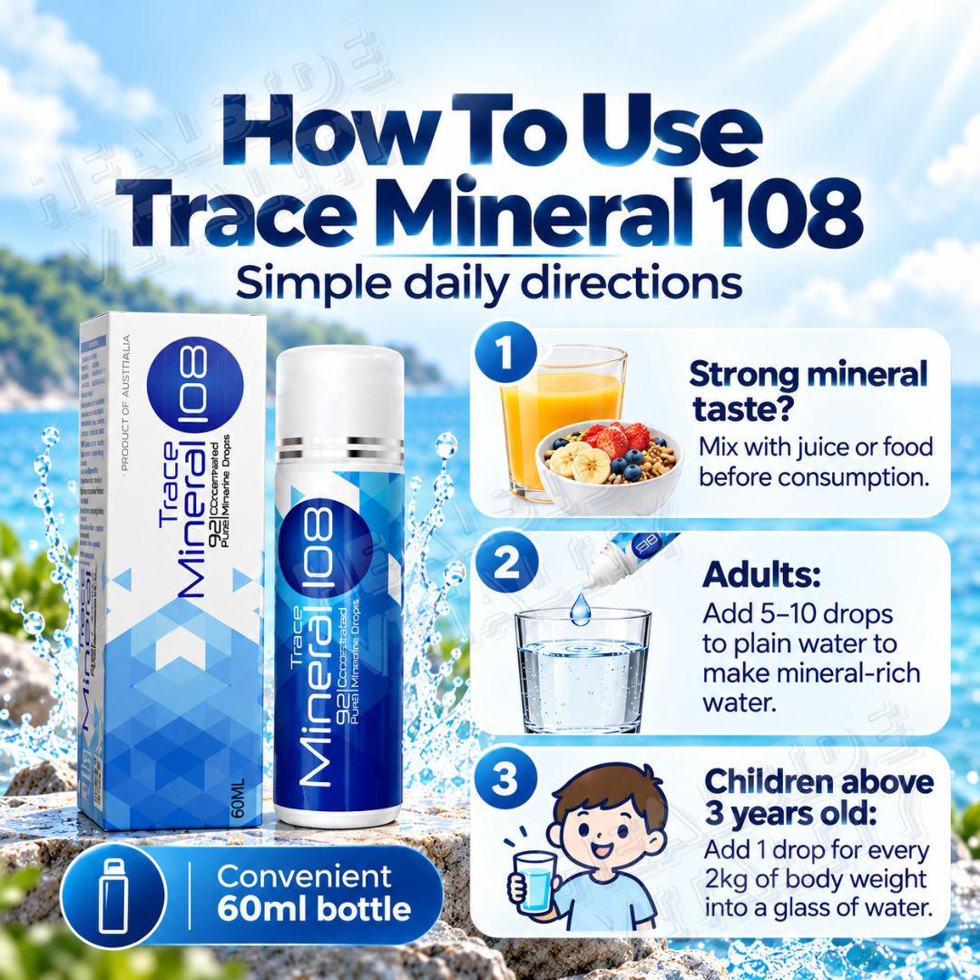 Trace Mineral 108 Pure Marine Mineral Drops 60ml Imported from Australia Exp:07/28