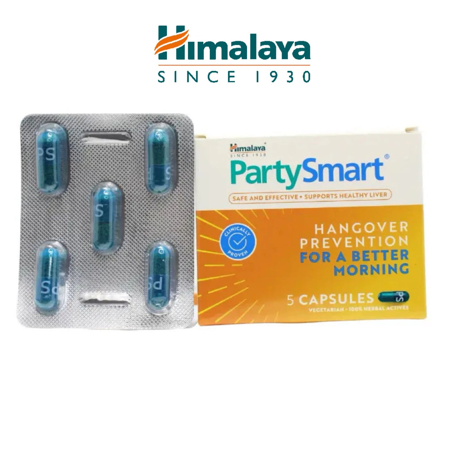 HIMALAYA PartySmart Caps Anti Hangover Relieves Headache, Nausea & Alcohol After-Effects Exp 2027