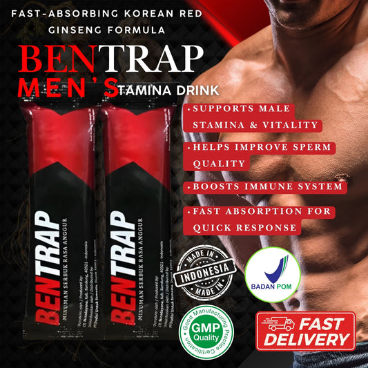 Bentrap Men’s Stamina Drink with Korean Red Ginseng  Grape Flavour (15g) SALE PERSACHET Exp:20/07/2027