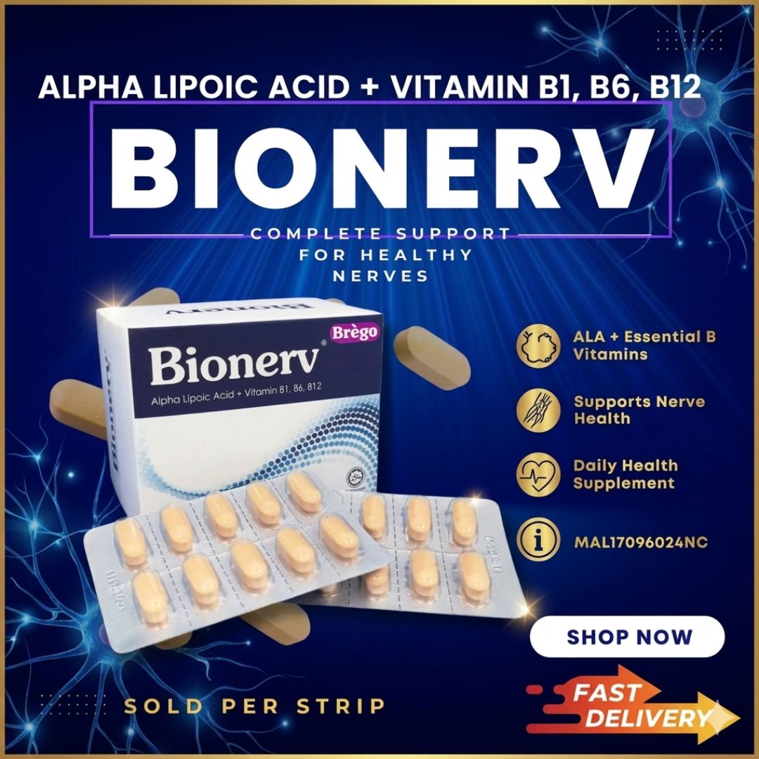 Bionerv SOLD PER STRIP 1 Strip = 10 Tablets) Alpha Lipoic Acid + Vit B1, B6, B12 Exp:13/10/2027