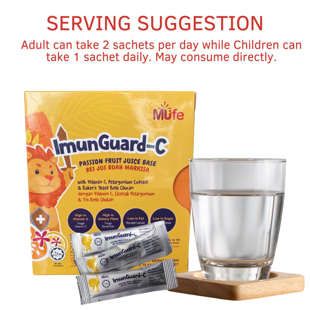 Mufe ImunGuard-C Passion Fruit Juice Base 2.5g x 15's [EXP 11/25]