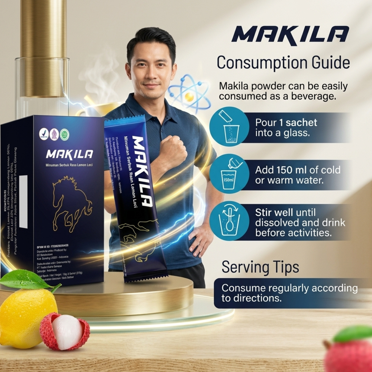 Makila Men’s Stamina Drink with Panax Ginseng Extract Flavour (15g) SALE PERSACHET Exp:14/05/2028