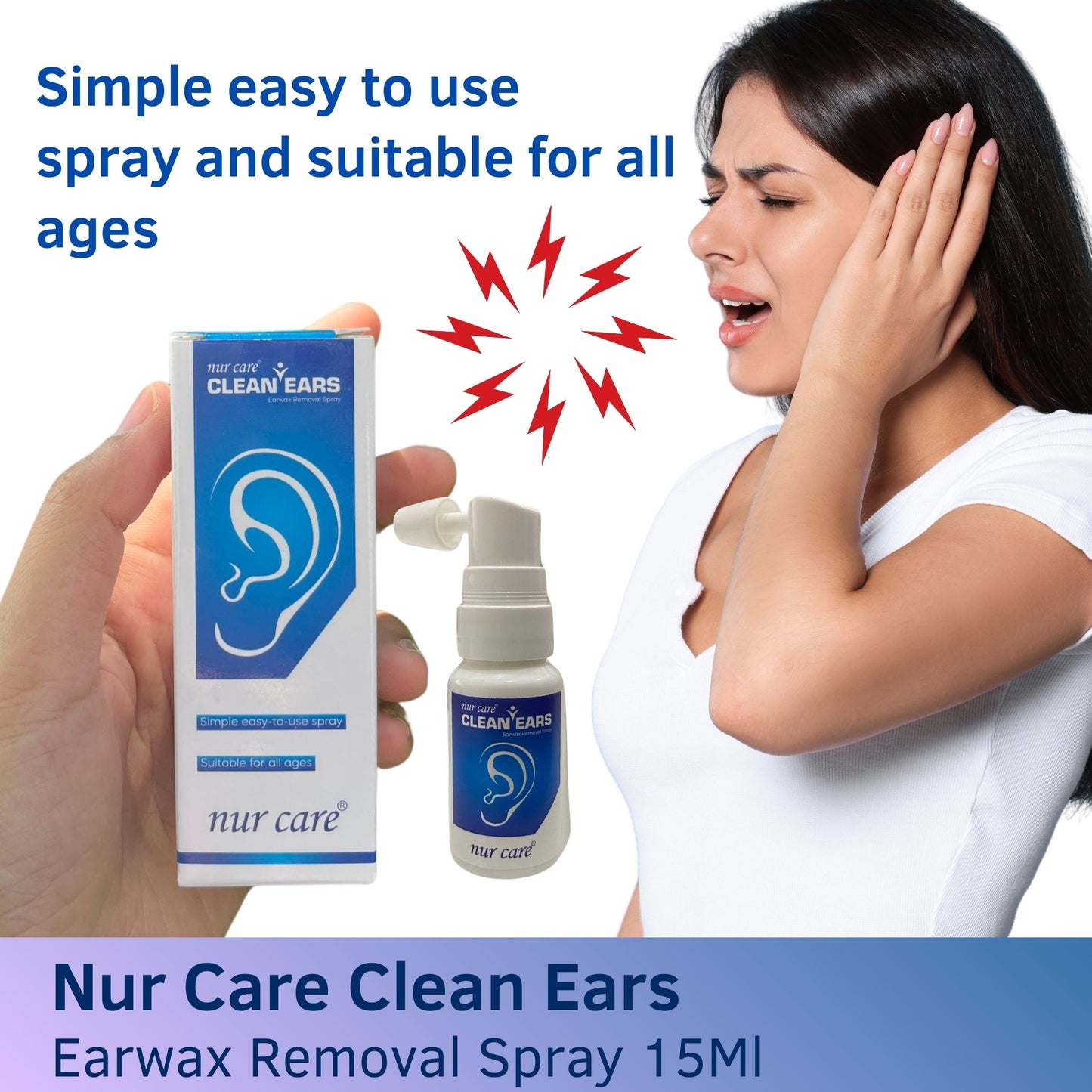 Nur Care Clean Ears For Ear Wax Removal Wash and Dissolve Jet Spray (15ml)