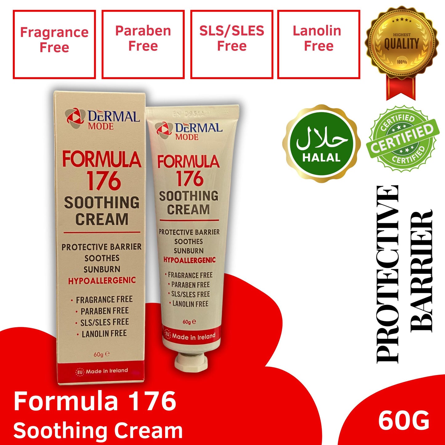 Dermal Mode Formula 176 Soothing Cream Protective Barrier - 60g [Hypoallergenic] BABY & ADULT