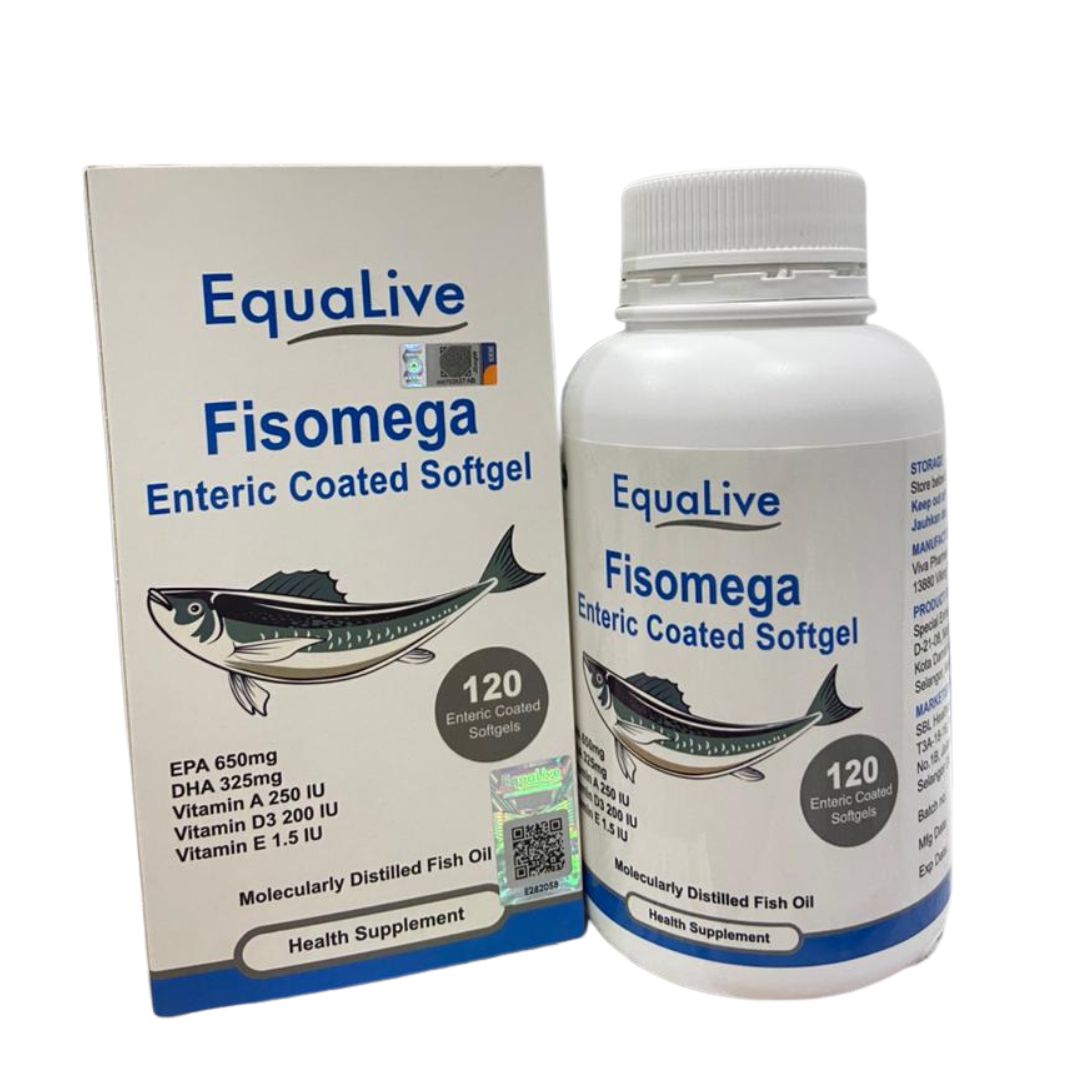 Equalive Fisomega Enteric Coated Softgel Health Supplement for stress lifestyle and poor memory