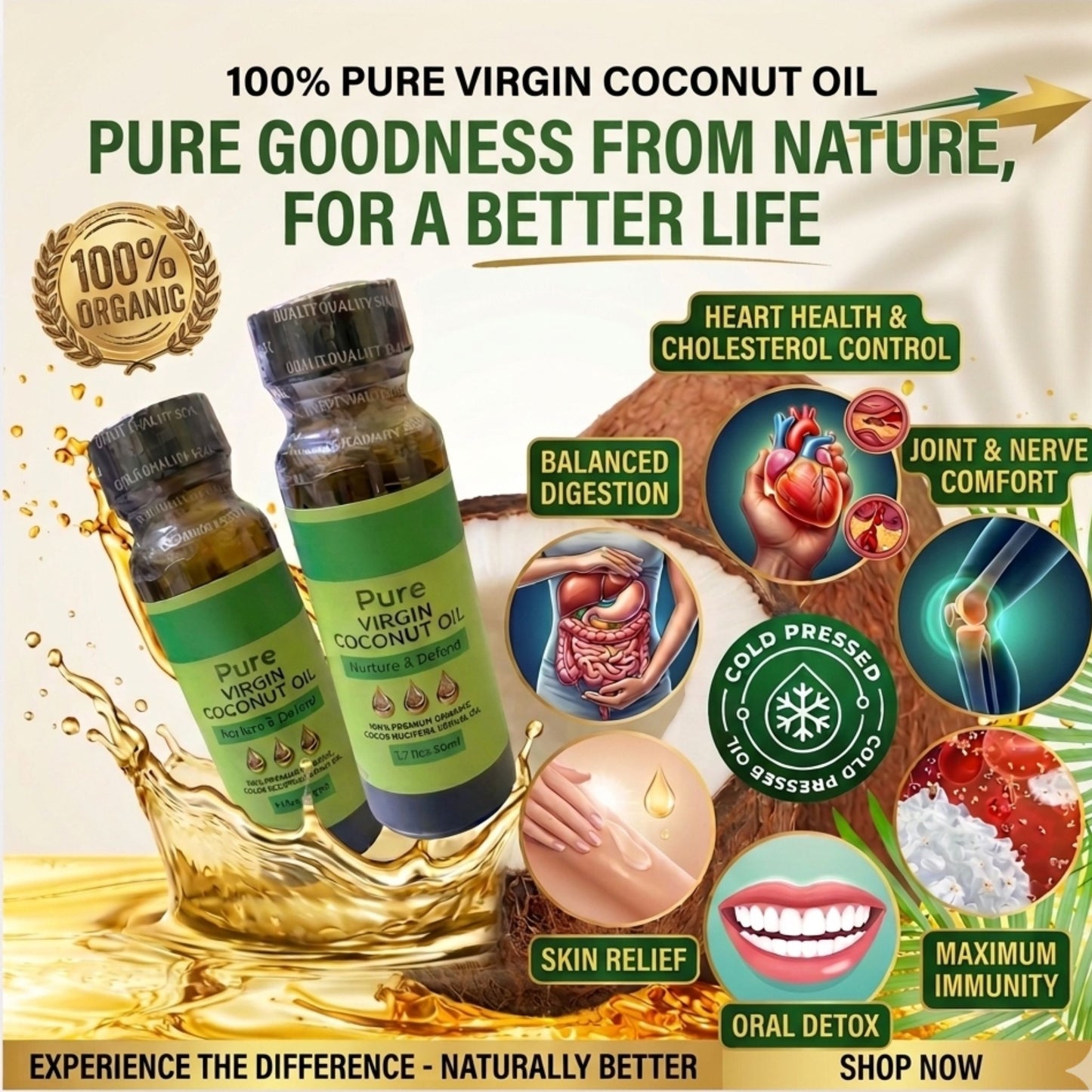 Pure Virgin Coconut Oil (Cold-Pressed) Exp: 29/09/26